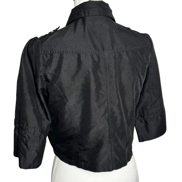 PARIS BLUES OUTERWEAR Women's Small Black Lightweight Crop‎ Short Jacket Top - Picture 2 of 9